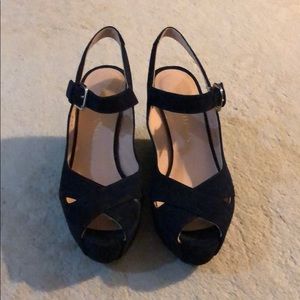Navy blue wedge heels